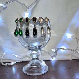 3 Pairs Vintage Beaded Dangle Earrings Bundle